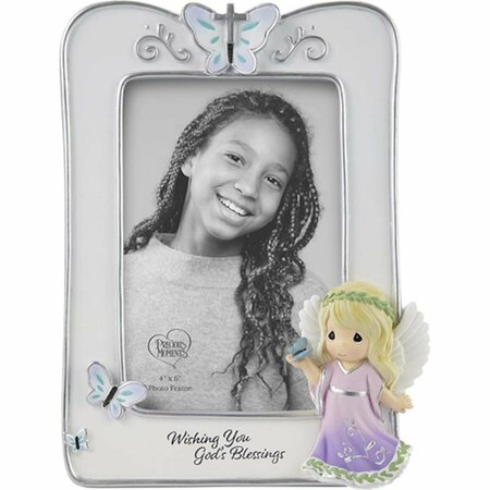 PRECIOUS MOMENTS 4 x 6 in. Holds Angel Photo Frame with Butterfly Wishing You Gods Blessings 212630